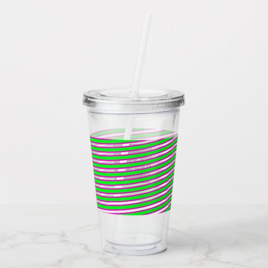 Neon Spiral Ribbon Stripes Monogram Aangepaste naa Acryl Drinkbeker (Achterkant)
