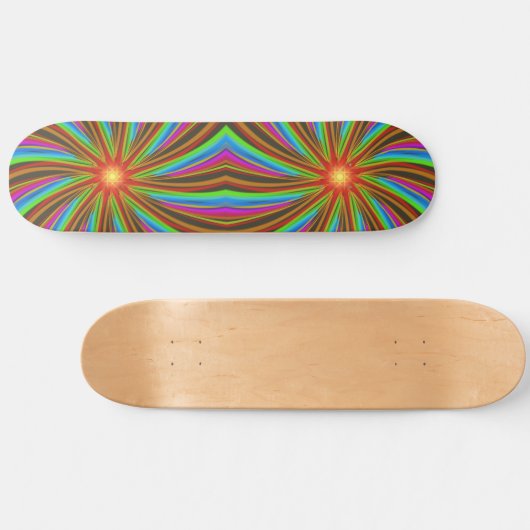Neon Spiral Vortex – Vibrant Fractal Motion Design Persoonlijk Skateboard (Horizontaal)