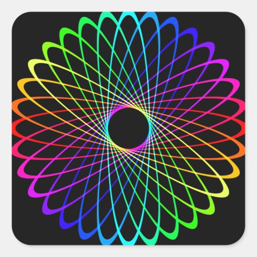 Neon Spiro Abstract Vierkante Sticker (Voorkant)