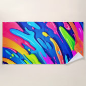 Neon Splash Abstracte kunst magie Strandlaken (Voorkant)