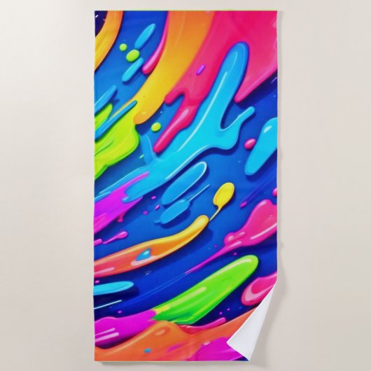 Neon Splash Abstracte kunst magie Strandlaken (Voorkant)