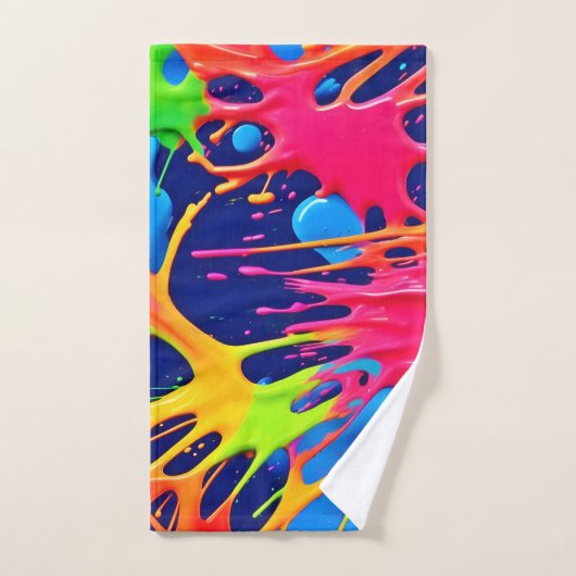 Neon Splatter: Abstracte levendige kunst Bad Handdoek (Handdoek)