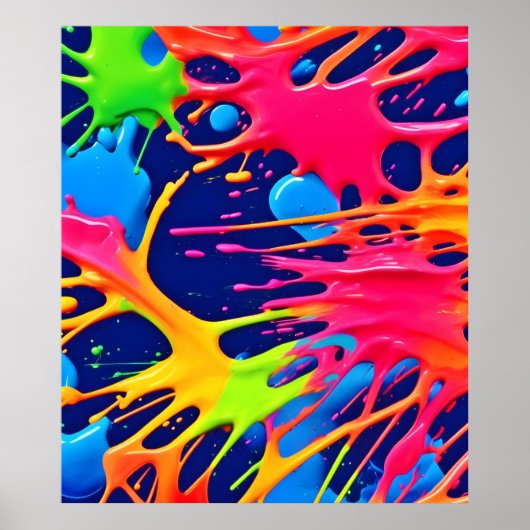 Neon Splatter: Abstracte levendige kunst Poster (Voorkant)