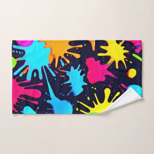 Neon Splatter Art: Levendig Abstract Expressionism Bad Handdoek (Handdoek)