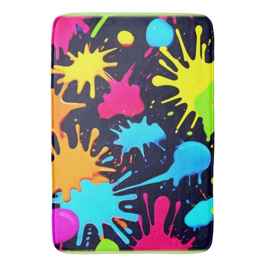 Neon Splatter Art: Levendig Abstract Expressionism Badmat (Voorkant Verticaal)