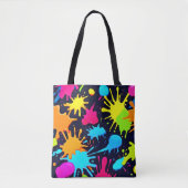 Neon Splatter Art: Levendig Abstract Expressionism Tote Bag (Voorkant)