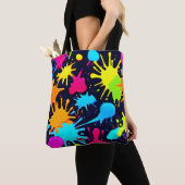 Neon Splatter Art: Levendig Abstract Expressionism Tote Bag (Dichtbij)