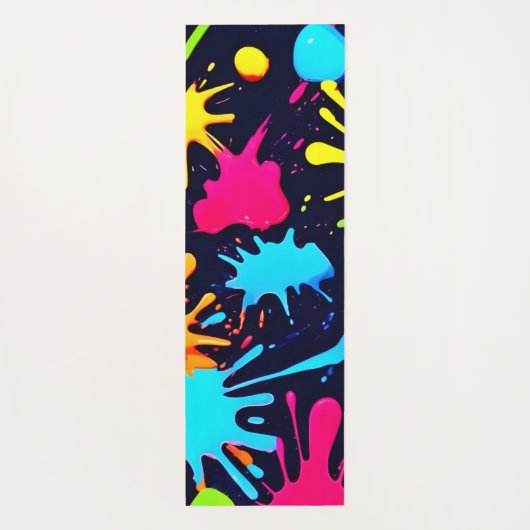 Neon Splatter Art: Levendig Abstract Expressionism Yogamat (Achterkant)