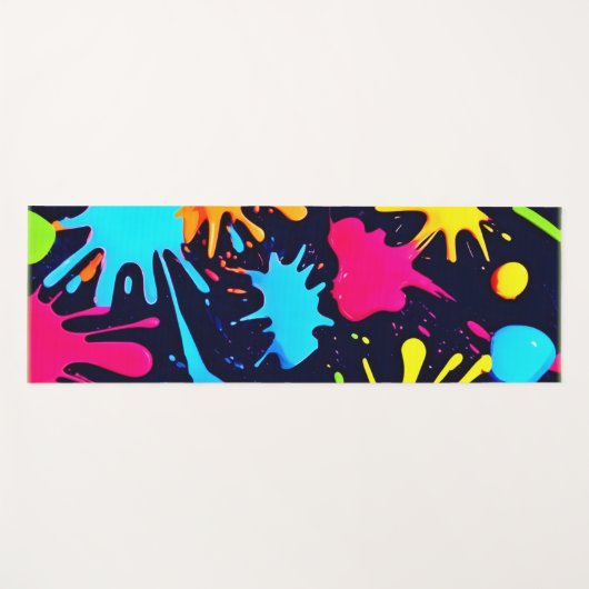 Neon Splatter Art: Levendig Abstract Expressionism Yogamat (Voorkant (horizontaal))