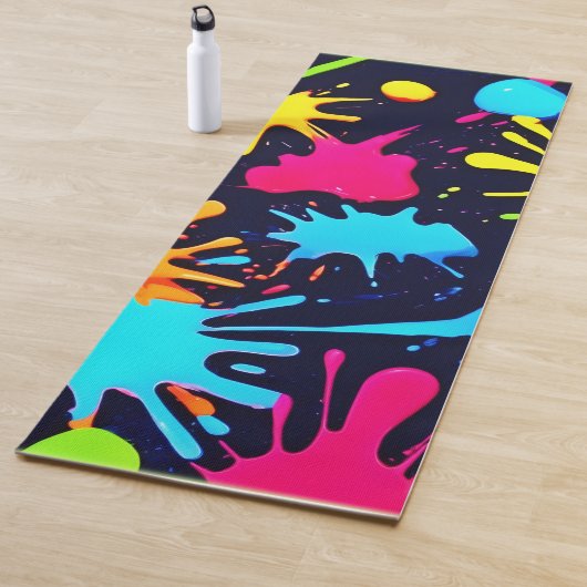 Neon Splatter Art: Levendig Abstract Expressionism Yogamat (In situ)