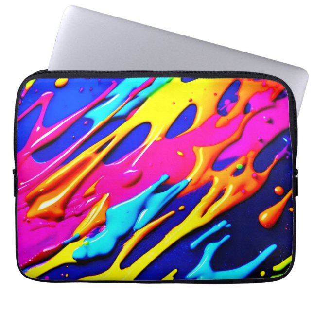 Neon Splatter Design Laptop Sleeve (Voorkant)