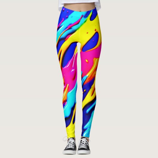 Neon Splatter Design Leggings (Voorkant)
