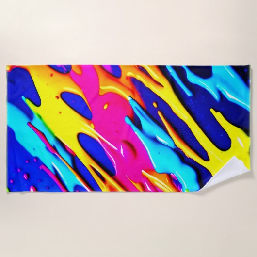 Neon Splatter Design Strandlaken (Voorkant)