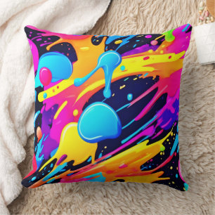 Neon Splatter Paint Art Kussen