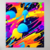 Neon Splatter Paint Art Poster (Voorkant)