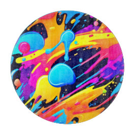 Neon Splatter Paint Art Snijplank