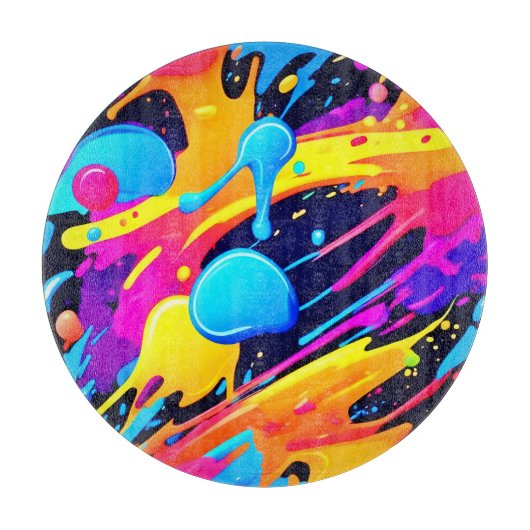 Neon Splatter Paint Art Snijplank (Voorkant)