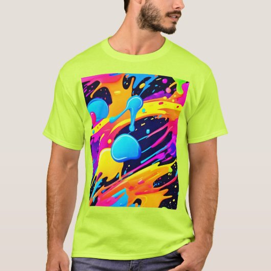 Neon Splatter Paint Art T-shirt (Voorkant)