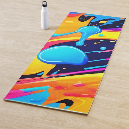 Neon Splatter Paint Art Yogamat (In situ)