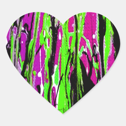 Neon Splatter Paint Paars Green en Black Hart Sticker (Voorkant)