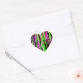 Neon Splatter Paint Paars Green en Black Hart Sticker (Envelop)