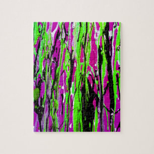 Neon Splatter Paint Paars Green en Black Legpuzzel