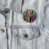 Neon Splatter Paint Paars Green en Black Ronde Button 5,7 Cm (In situ)