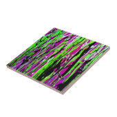 Neon Splatter Paint Paars Green en Black Tegeltje (Zijkant)