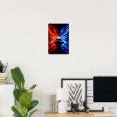 Neon Split Speed Supercar – Rood & Blauw Energie B Poster (Thuiskantoor)