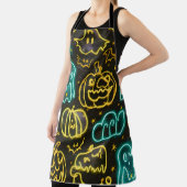 Neon Spooky Halloween Ghost Bats Pumpkins Patroon Schort (Insitu)