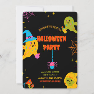 Neon Spooky Halloween Party Uitnodiging
