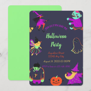 Neon Spooky Halloween Party Uitnodiging