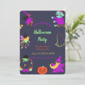 Neon Spooky Halloween Party Uitnodiging (Staand voorkant)