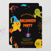 Neon Spooky Halloween Party Uitnodiging (Voorkant / Achterkant)