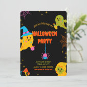 Neon Spooky Halloween Party Uitnodiging (Staand voorkant)