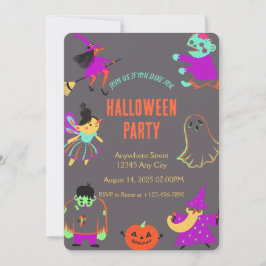 Neon Spooky Halloween Party Uitnodiging