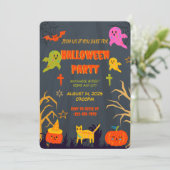 Neon Spooky Halloween Party Uitnodiging (Staand voorkant)