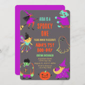 Neon Spooky One First Birthday Invitation Kaart (Voorkant / Achterkant)