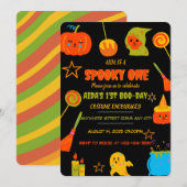 Neon Spooky One First Birthday Invitation Kaart (Voorkant / Achterkant)