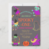 Neon Spooky One First Birthday Invitation Kaart (Voorkant)