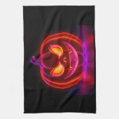 Neon Spooky Pumpkin Halloween Kitchen Towel Theedoek (Verticaal)
