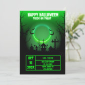 NEON SPOOKY SPOOKY HUIS HALLOWEEN PARTY KAART (Staand voorkant)