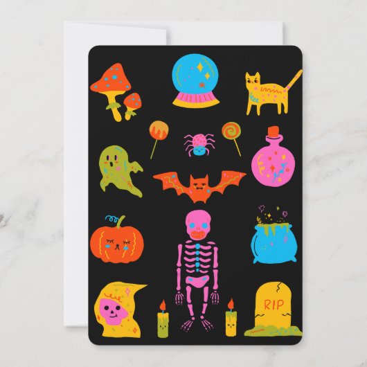 Neon Spooky verjaardagsfeestje uitnodiging (Achterkant)