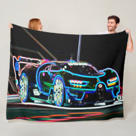 Neon Sports Car Metro Graffiti Art Fleece Deken
