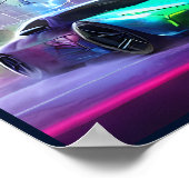 Neon sportwagen op de weg poster (Hoek)