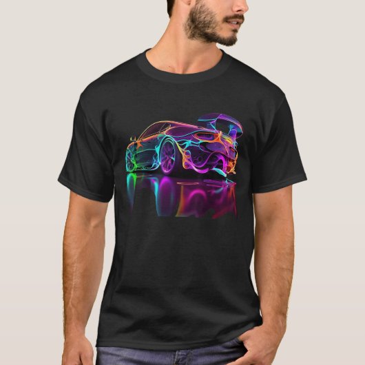 Neon sportwagen retro t-shirt (Voorkant)