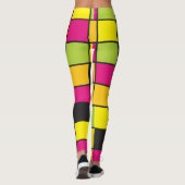 Neon Squares Patroon Kleurrijk Leggings (Achterkant)