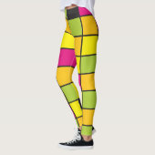 Neon Squares Patroon Kleurrijk Leggings (Links)