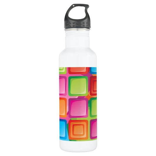 Neon Squares Patroon Waterfles (Voorkant)
