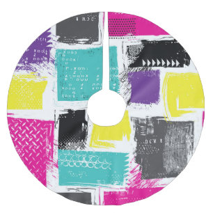 Neon Squares Retro Abstract Patroon Kerstboom Rok